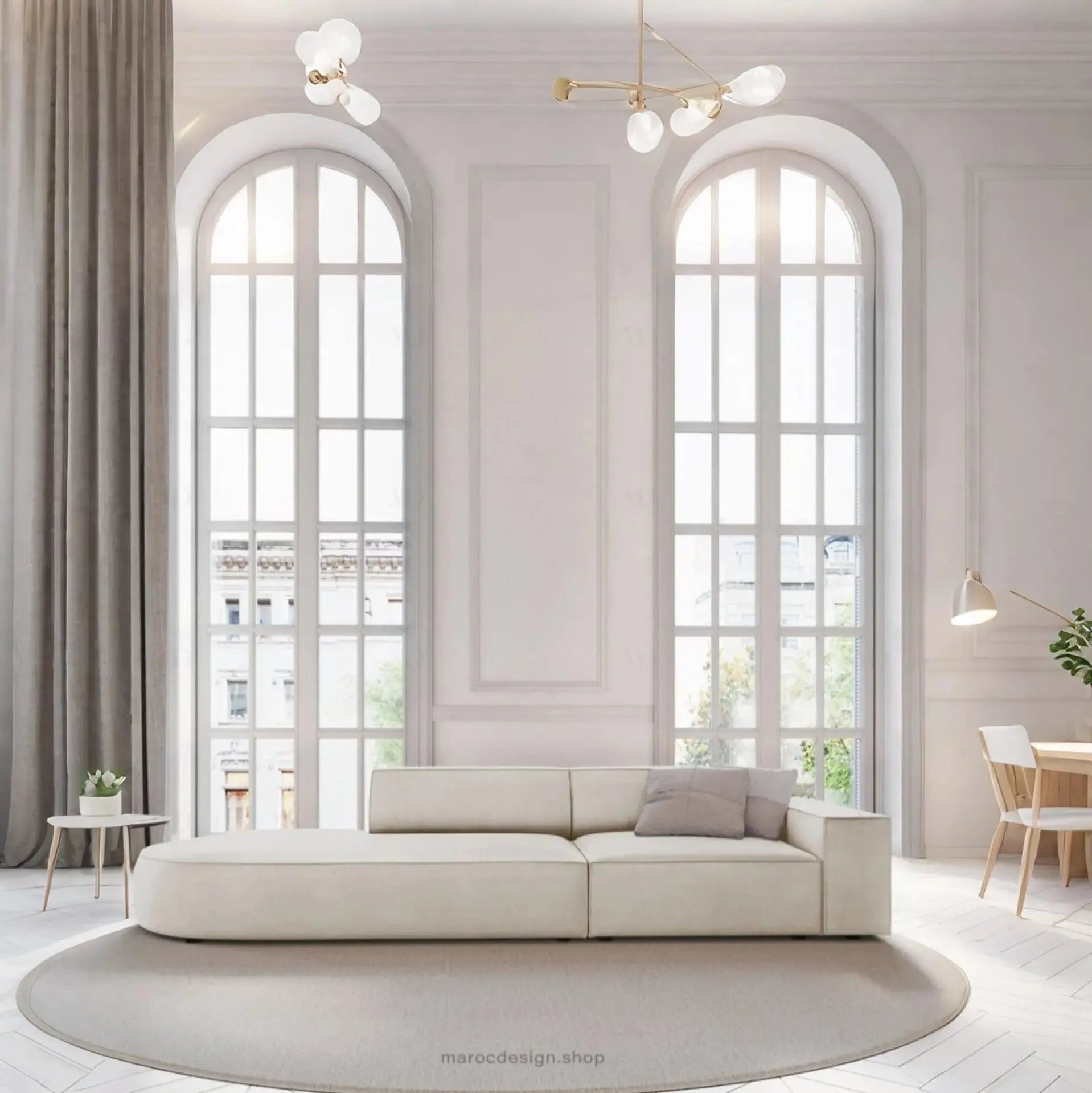 JODIE -3- places_Beige Claire Canapé-modulaire Salon Séjour-canapé, fauteil, Pouf, Meridienne-Maroc Design-Beige Claire-Droite-Maroc Design