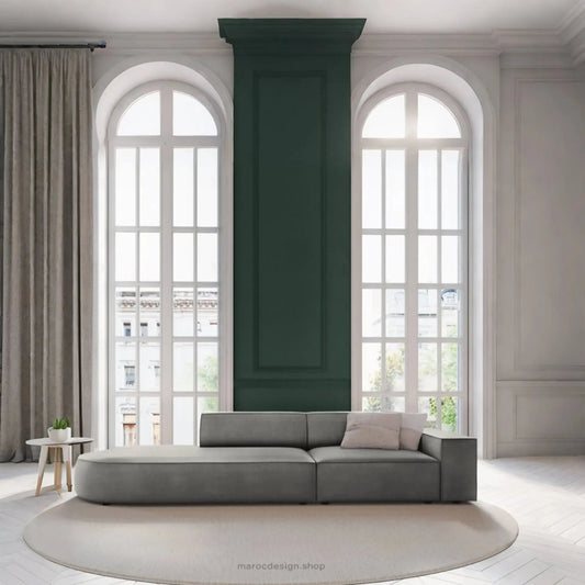 JODIE -3- places_Grège Canapé-modulaire Salon Séjour-canapé, fauteil, Pouf, Meridienne-Maroc Design-Grège-Droite-Maroc Design