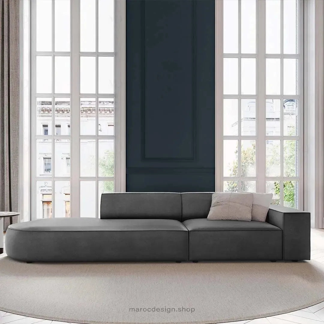 JODIE -3- places_Gris Canapé-modulaire Salon Séjour-canapé, fauteil, Pouf, Meridienne-Maroc Design-Bleu-Droite-Maroc Design