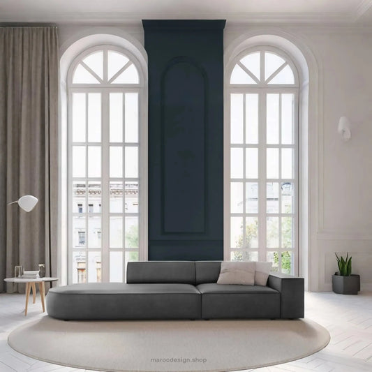 JODIE -3- places_Gris Canapé-modulaire Salon Séjour-canapé, fauteil, Pouf, Meridienne-Maroc Design-Bleu-Droite-Maroc Design
