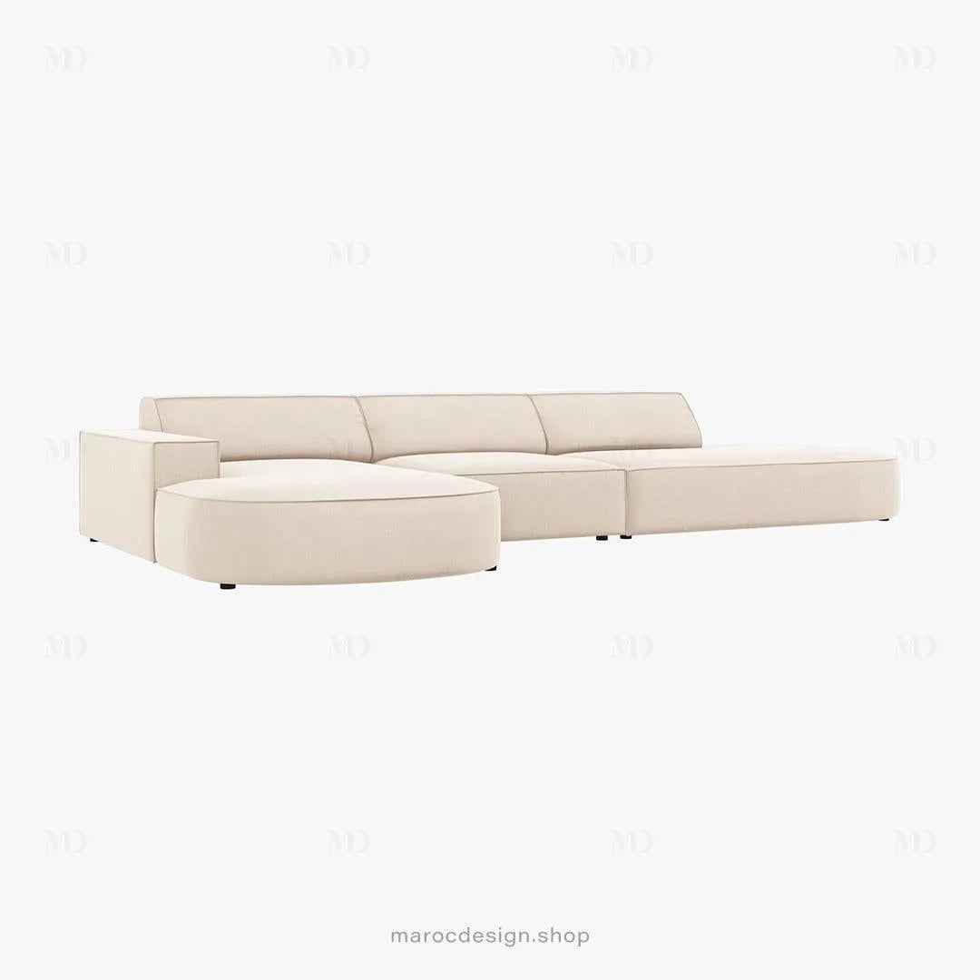 JODIE -4- places _ Beige Clair Canapé-modulaire, Salon Séjour-canapé, fauteil, Pouf, Meridienne-Maroc Design-Beige Claire-Droite-Maroc Design