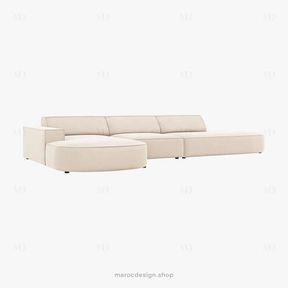 JODIE -4- places _ Beige Clair Canapé-modulaire, Salon Séjour-canapé, fauteil, Pouf, Meridienne-Maroc Design-Beige Claire-Droite-Maroc Design