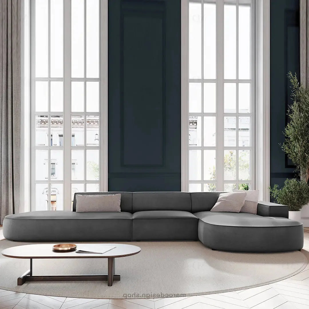 JODIE -4- places _ Gris Canapé-modulaire, Salon Séjour-canapé, fauteil, Pouf, Meridienne-Maroc Design-Gris-Droite-Maroc Design
