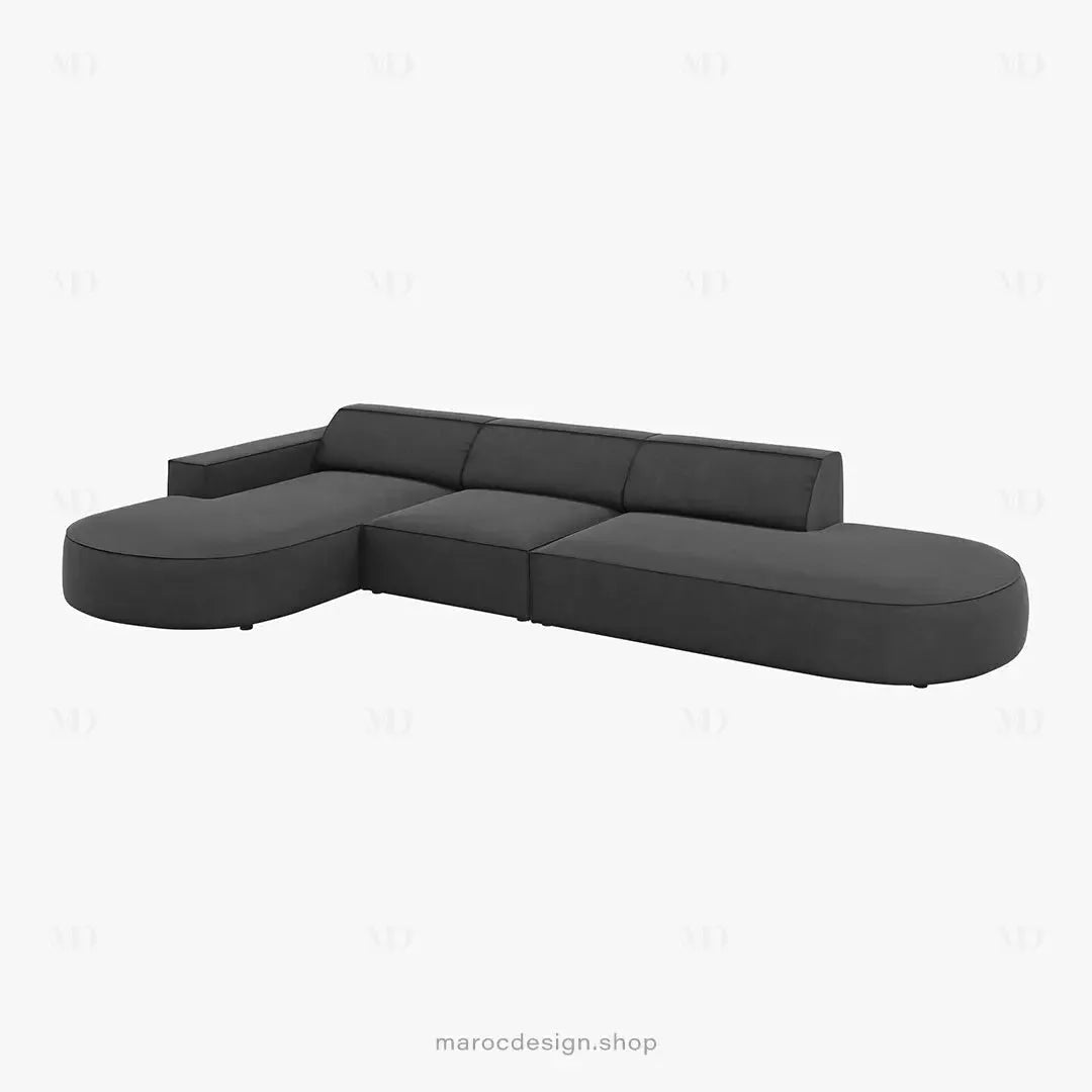 JODIE -4- places _ Gris Canapé-modulaire, Salon Séjour-canapé, fauteil, Pouf, Meridienne-Maroc Design-Gris-Droite-Maroc Design