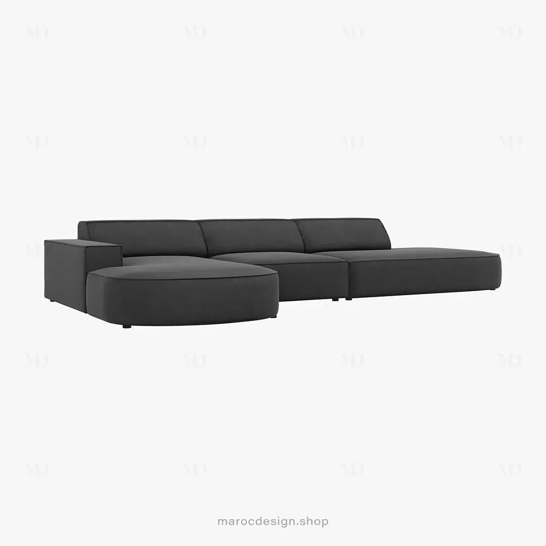 JODIE -4- places _ Gris Canapé-modulaire, Salon Séjour-canapé, fauteil, Pouf, Meridienne-Maroc Design-Gris-Droite-Maroc Design