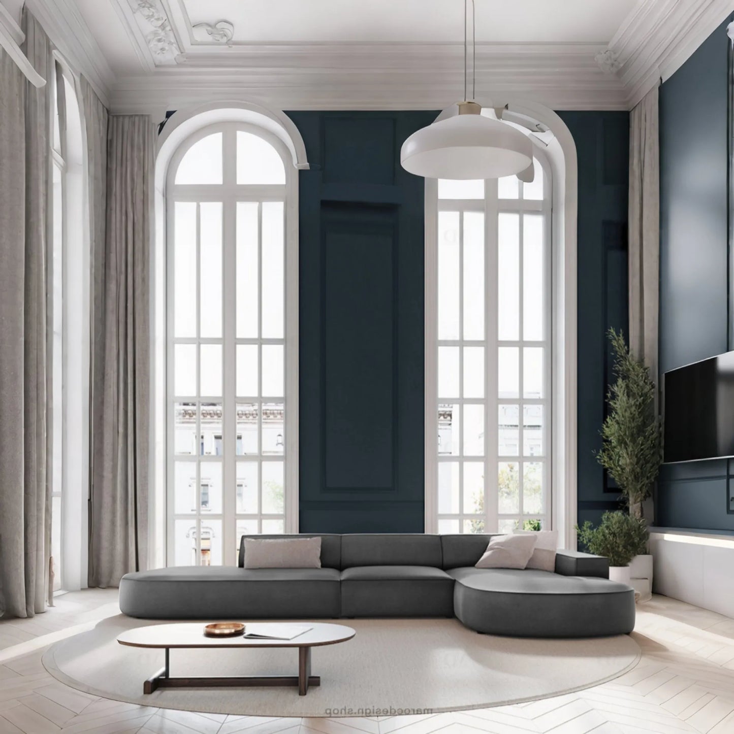 JODIE -4- places _ Gris Canapé-modulaire, Salon Séjour-canapé, fauteil, Pouf, Meridienne-Maroc Design-Gris-Droite-Maroc Design