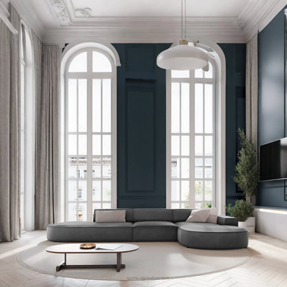 JODIE -4- places _ Gris Canapé-modulaire, Salon Séjour-canapé, fauteil, Pouf, Meridienne-Maroc Design-Gris-Droite-Maroc Design