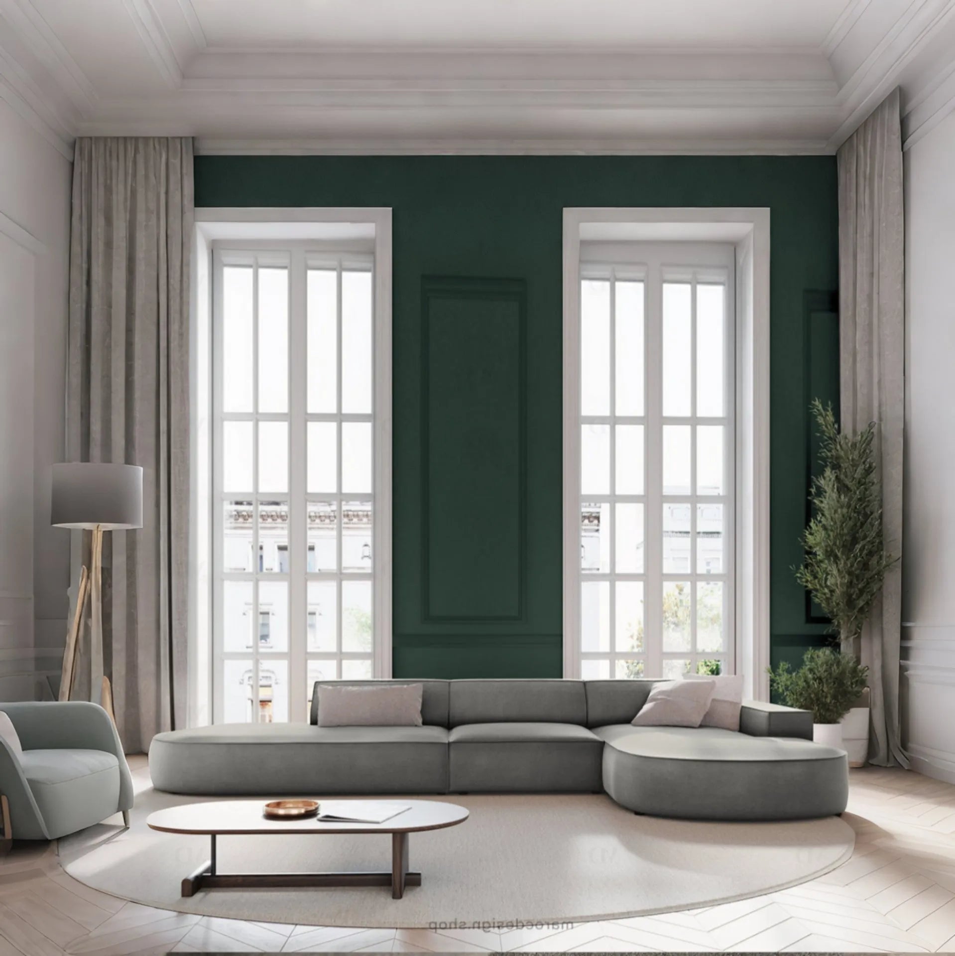 JODIE -4- places _ Gris Clair Canapé-modulaire, Salon Séjour-canapé, fauteil, Pouf, Meridienne-Maroc Design-Gris-Droite-Maroc Design