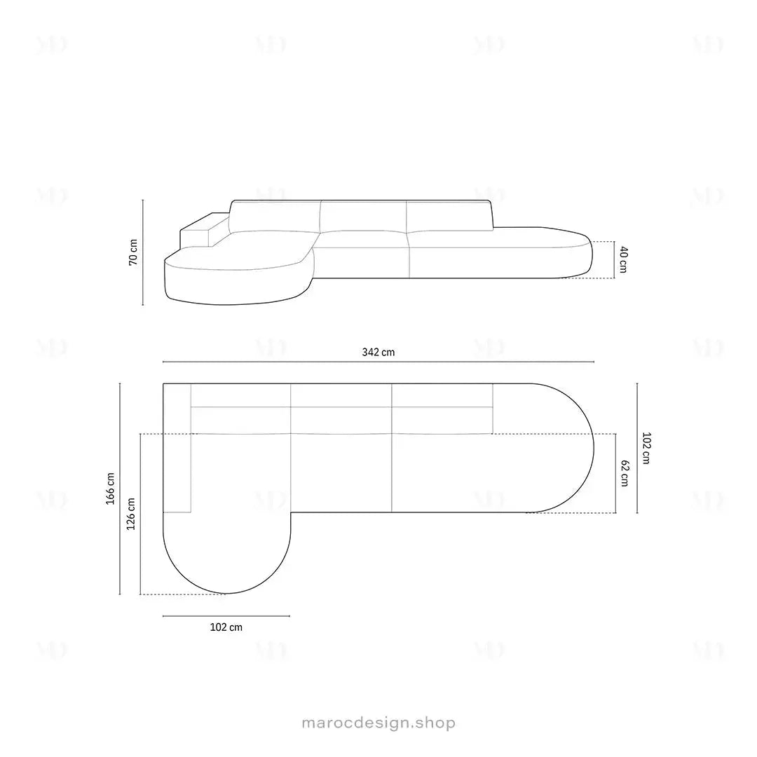 JODIE -4- places _ Noir Canapé-modulaire, Salon Séjour-canapé, fauteil, Pouf, Meridienne-Maroc Design-Noir-Droite-Maroc Design