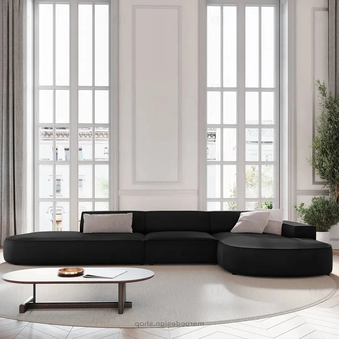 JODIE -4- places _ Noir Canapé-modulaire, Salon Séjour-canapé, fauteil, Pouf, Meridienne-Maroc Design-Noir-Droite-Maroc Design