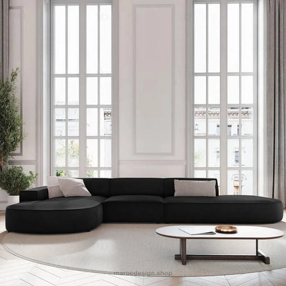 JODIE -4- places _ Noir Canapé-modulaire, Salon Séjour-canapé, fauteil, Pouf, Meridienne-Maroc Design-Noir-Gauche-Maroc Design
