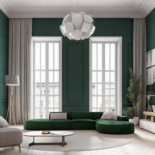 JODIE -4- places _ Vert bouteille Canapé-modulaire, Salon Séjour-canapé, fauteil, Pouf, Meridienne-Maroc Design-Vert Bouteille-Droite-Maroc Design