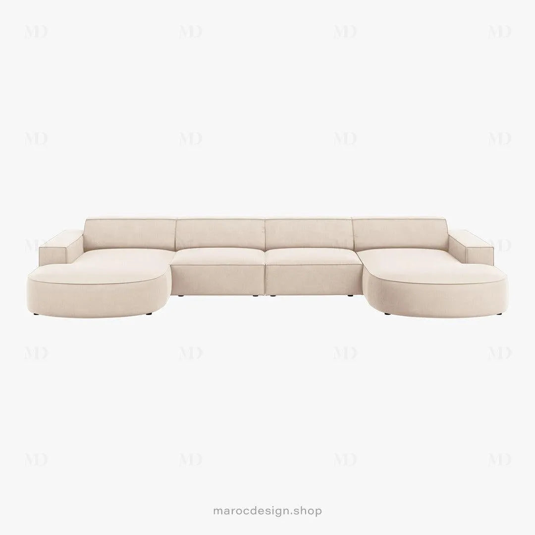 JODIE -6- places (U) _ Beige Canapé - modulaire, Salon Séjour-canapé, fauteil, Pouf, Meridienne-Maroc Design-Beige-Maroc Design