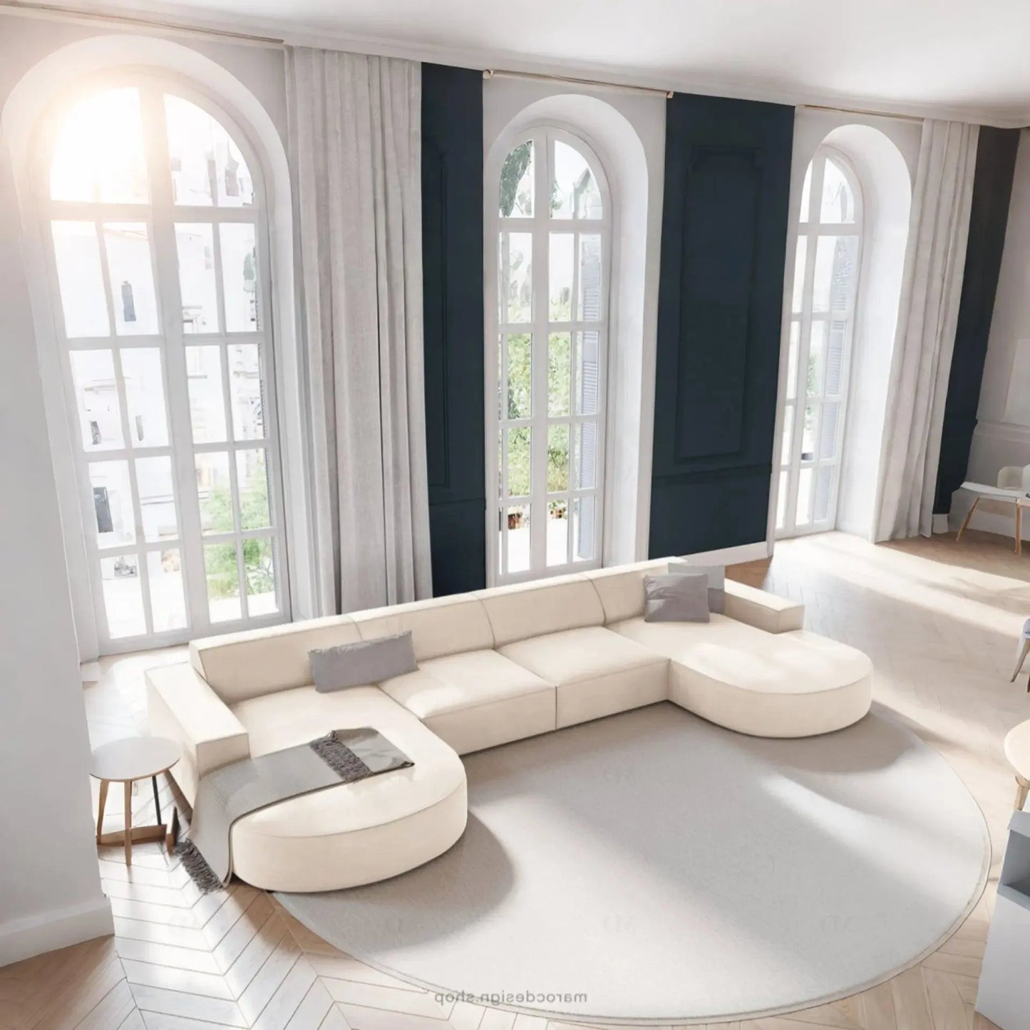 JODIE -6- places (U) _ Beige Canapé - modulaire, Salon Séjour-canapé, fauteil, Pouf, Meridienne-Maroc Design-Beige-Maroc Design