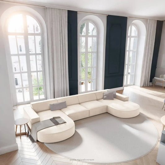 JODIE -6- places (U) _ Beige Canapé - modulaire, Salon Séjour-canapé, fauteil, Pouf, Meridienne-Maroc Design-Beige-Maroc Design