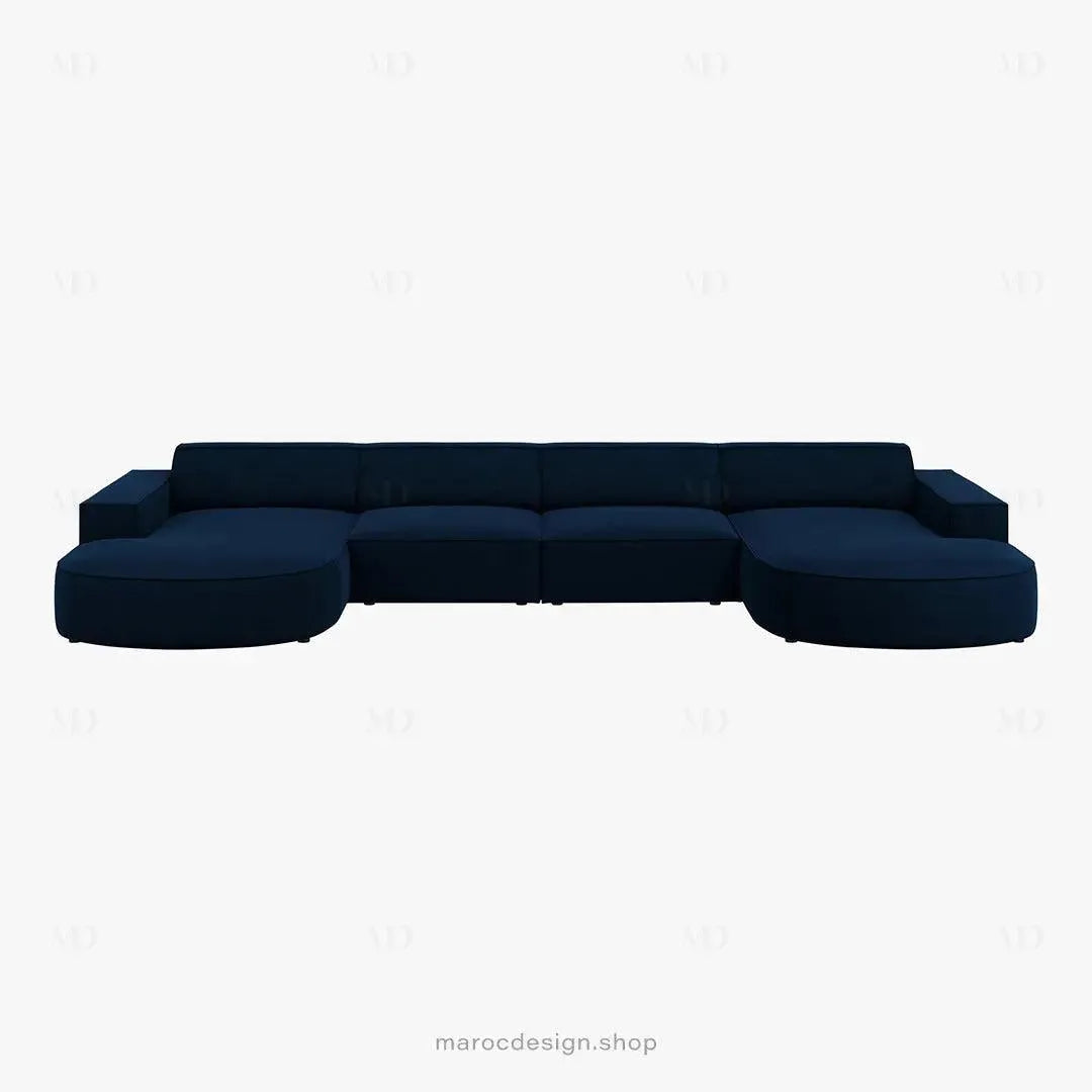 JODIE -6- places (U) _ Bleu Royal Canapé - modulaire, Salon Séjour-canapé, fauteil, Pouf, Meridienne-Maroc Design-Bleu Royal-Maroc Design