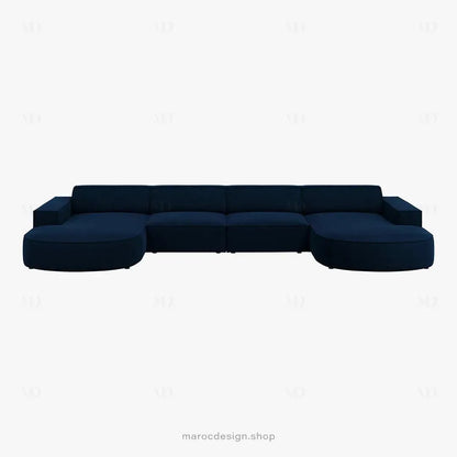 JODIE -6- places (U) _ Bleu Royal Canapé - modulaire, Salon Séjour-canapé, fauteil, Pouf, Meridienne-Maroc Design-Bleu Royal-Maroc Design