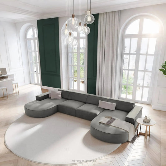 JODIE -6- places (U) _ Grège Canapé - modulaire, Salon Séjour-canapé, fauteil, Pouf, Meridienne-Maroc Design-Gris-Maroc Design