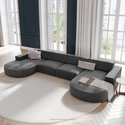 JODIE -6- places (U) _ Gris Canapé - modulaire, Salon Séjour-canapé, fauteil, Pouf, Meridienne-Maroc Design-Gris-Maroc Design