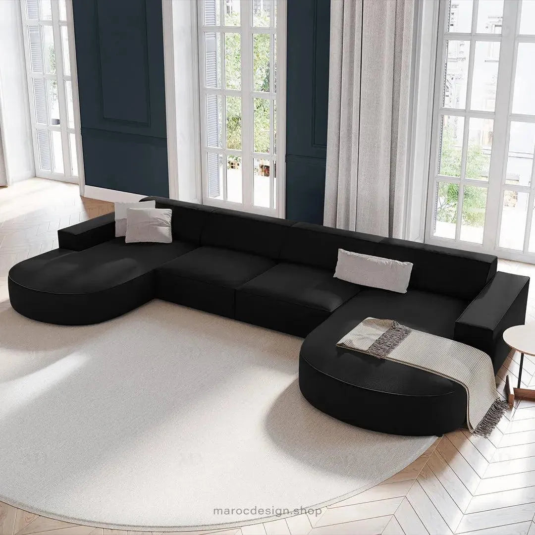 JODIE -6- places (U) _ Noir Canapé - modulaire, Salon Séjour-canapé, fauteil, Pouf, Meridienne-Maroc Design-Gris-Maroc Design