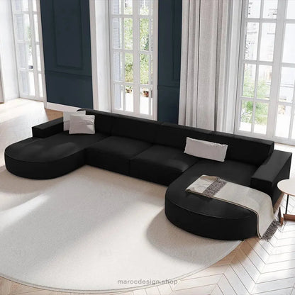 JODIE -6- places (U) _ Noir Canapé - modulaire, Salon Séjour-canapé, fauteil, Pouf, Meridienne-Maroc Design-Gris-Maroc Design