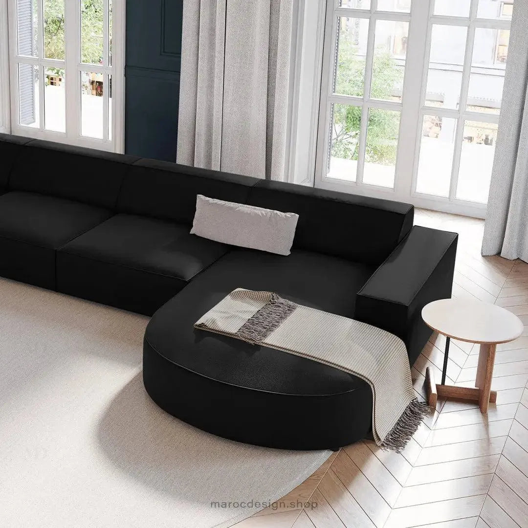 JODIE -6- places (U) _ Noir Canapé - modulaire, Salon Séjour-canapé, fauteil, Pouf, Meridienne-Maroc Design-Gris-Maroc Design