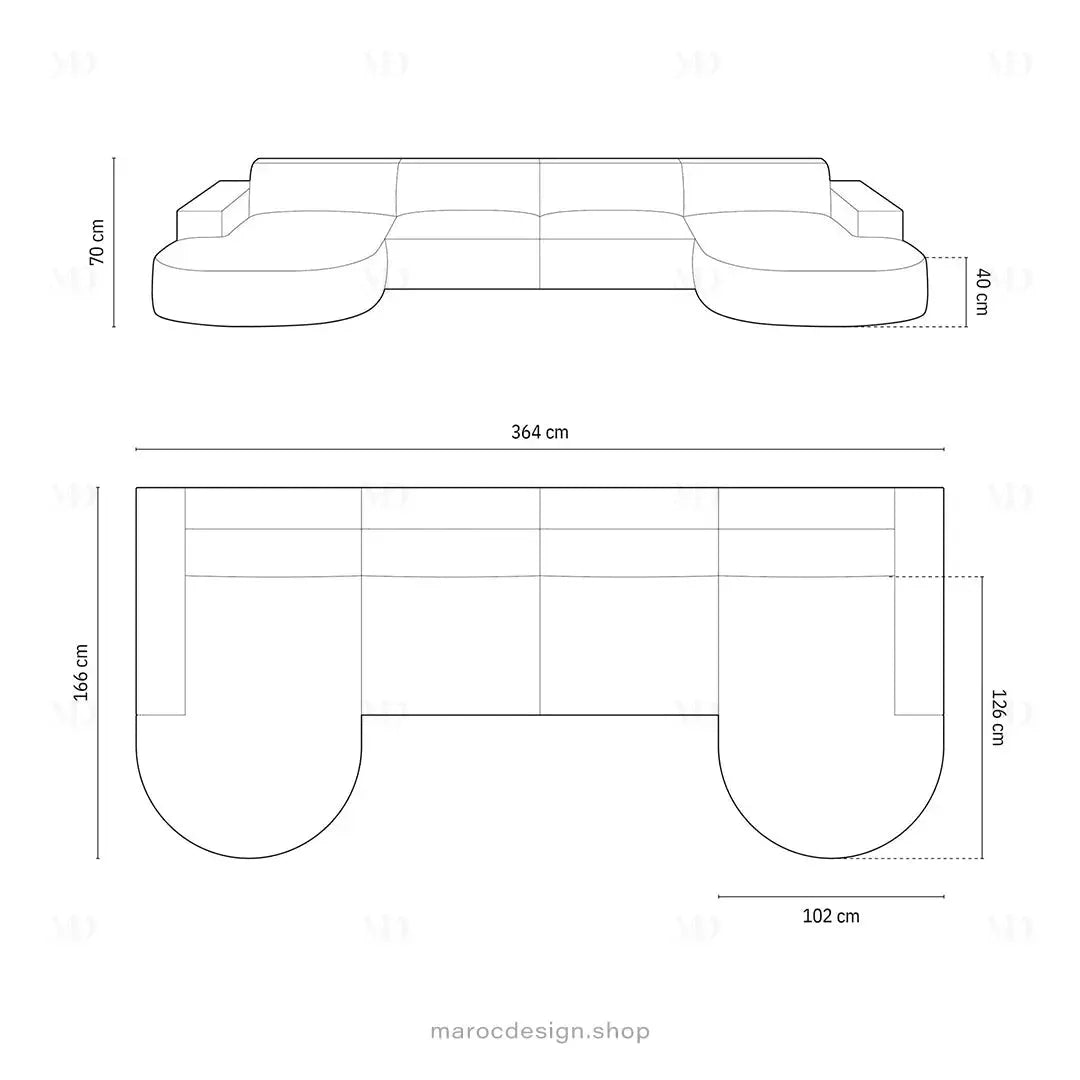 JODIE -6- places (U) _ Noir Canapé - modulaire, Salon Séjour-canapé, fauteil, Pouf, Meridienne-Maroc Design-Gris-Maroc Design
