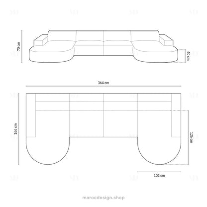 JODIE -6- places (U) _ Noir Canapé - modulaire, Salon Séjour-canapé, fauteil, Pouf, Meridienne-Maroc Design-Gris-Maroc Design