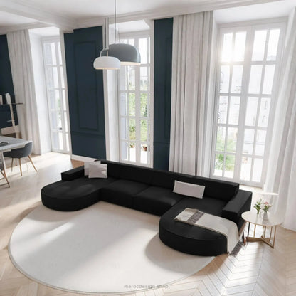 JODIE -6- places (U) _ Noir Canapé - modulaire, Salon Séjour-canapé, fauteil, Pouf, Meridienne-Maroc Design-Gris-Maroc Design