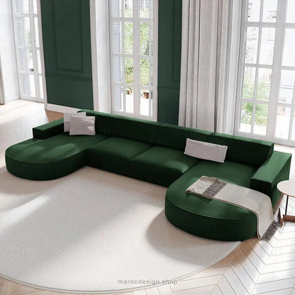 JODIE -6- places (U) _ Vert Bouteille Canapé - modulaire, Salon Séjour-canapé, fauteil, Pouf, Meridienne-Maroc Design-Vert Bouteille-Maroc Design