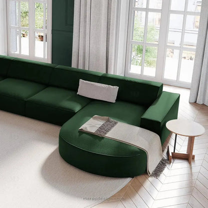 JODIE -6- places (U) _ Vert Bouteille Canapé - modulaire, Salon Séjour-canapé, fauteil, Pouf, Meridienne-Maroc Design-Vert Bouteille-Maroc Design