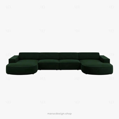 JODIE -6- places (U) _ Vert Bouteille Canapé - modulaire, Salon Séjour-canapé, fauteil, Pouf, Meridienne-Maroc Design-Vert Bouteille-Maroc Design