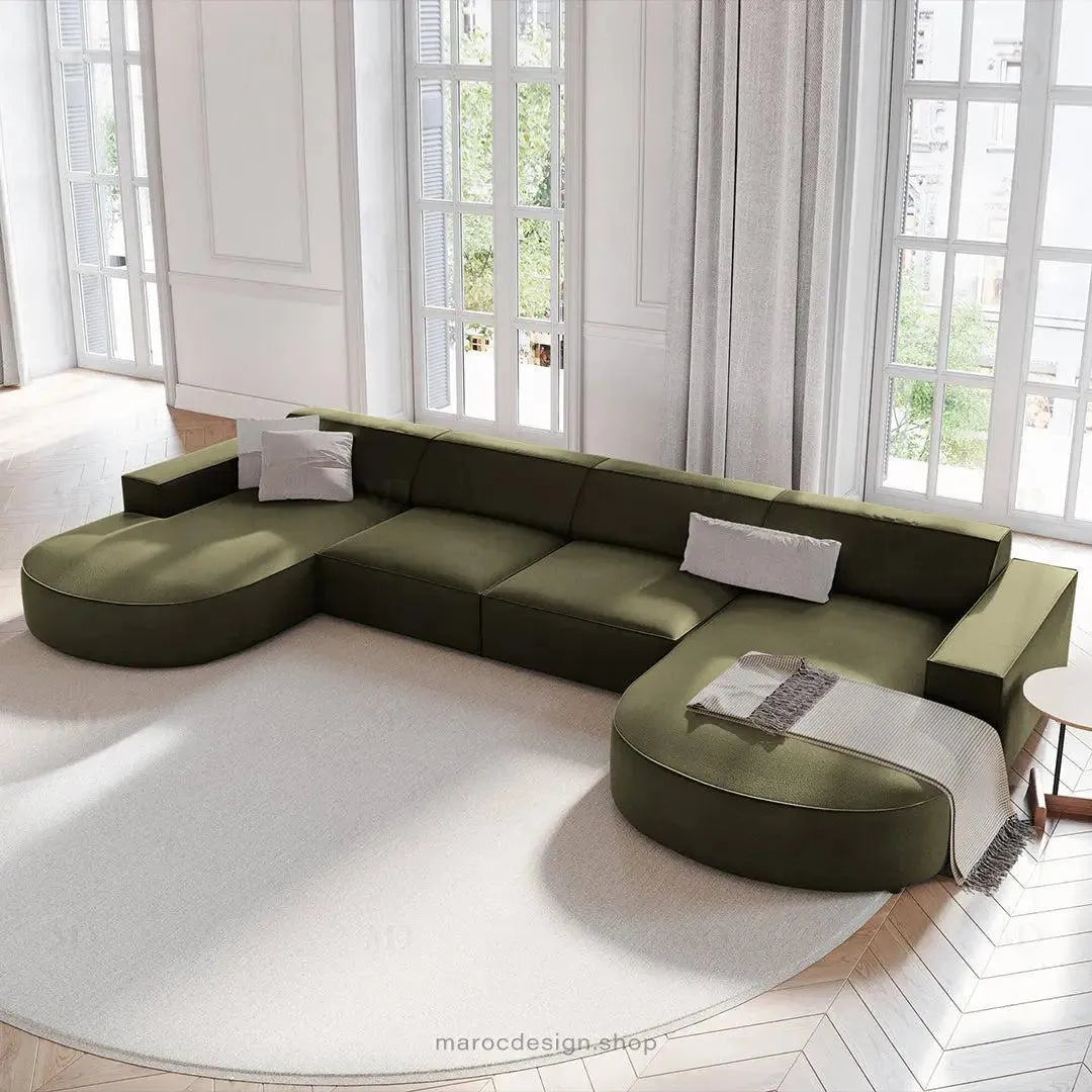 JODIE -6- places (U) _ Vert Canapé - modulaire, Salon Séjour-canapé, fauteil, Pouf, Meridienne-Maroc Design-Gris-Maroc Design