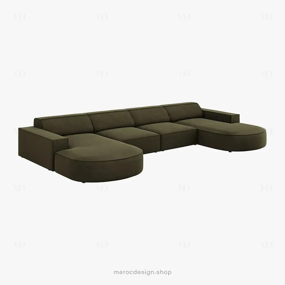 JODIE -6- places (U) _ Vert Canapé - modulaire, Salon Séjour-canapé, fauteil, Pouf, Meridienne-Maroc Design-Gris-Maroc Design