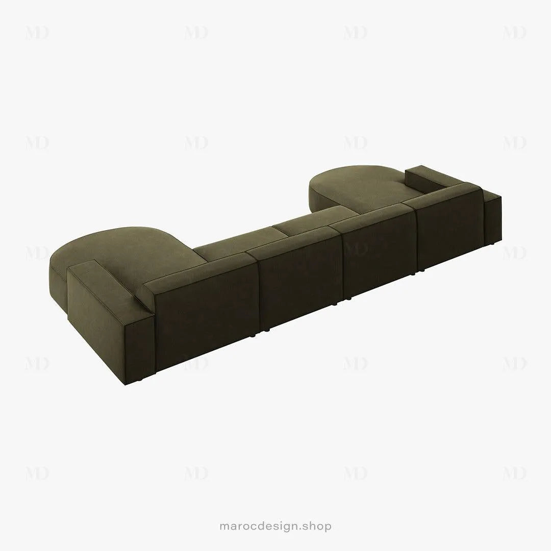 JODIE -6- places (U) _ Vert Canapé - modulaire, Salon Séjour-canapé, fauteil, Pouf, Meridienne-Maroc Design-Gris-Maroc Design