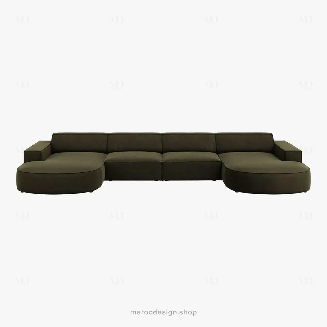 JODIE -6- places (U) _ Vert Canapé - modulaire, Salon Séjour-canapé, fauteil, Pouf, Meridienne-Maroc Design-Gris-Maroc Design