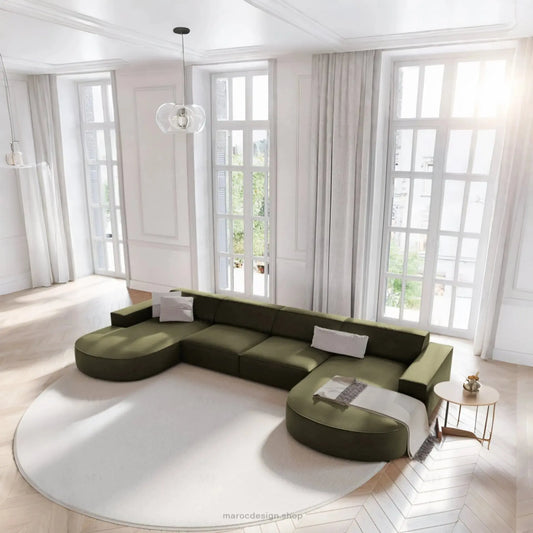 JODIE -6- places (U) _ Vert Canapé - modulaire, Salon Séjour-canapé, fauteil, Pouf, Meridienne-Maroc Design-Gris-Maroc Design
