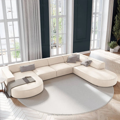 JODIE 7 places Beige Clair-canapé, fauteil, Pouf, Meridienne-Maroc Design-Beige Clair-Droite-Maroc Design
