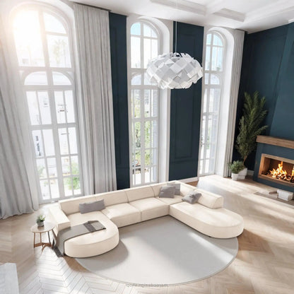 JODIE 7 places Beige Clair-canapé, fauteil, Pouf, Meridienne-Maroc Design-Beige Clair-Droite-Maroc Design