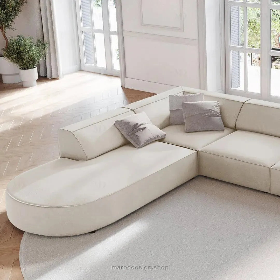JODIE -7- places _ Beige Foncé Canapé-modulaire, Salon Séjour-canapé, fauteil, Pouf, Meridienne-Maroc Design-Beige-Droite-Maroc Design