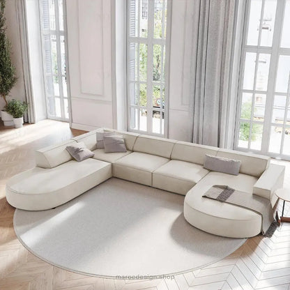 JODIE -7- places _ Beige Foncé Canapé-modulaire, Salon Séjour-canapé, fauteil, Pouf, Meridienne-Maroc Design-Beige-Gauche-Maroc Design