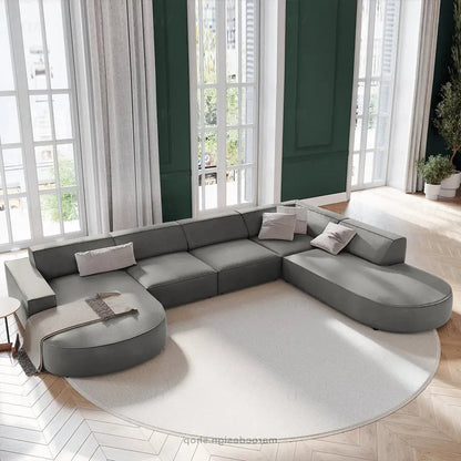 JODIE -7- places _ Grège Canapé-modulaire, Salon Séjour-canapé, fauteil, Pouf, Meridienne-Maroc Design-Grège-Droite-Maroc Design