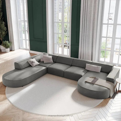 JODIE -7- places _ Grège Canapé-modulaire, Salon Séjour-canapé, fauteil, Pouf, Meridienne-Maroc Design-Grège-Gauche-Maroc Design