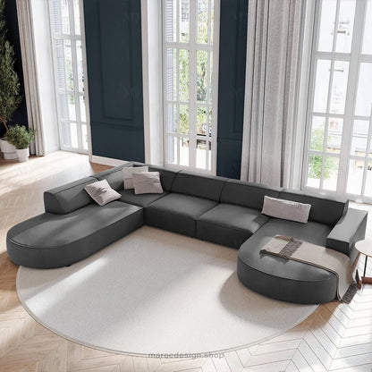 JODIE -7- places _ Gris Canapé-modulaire, Salon Séjour-canapé, fauteil, Pouf, Meridienne-Maroc Design-Gris-Gauche-Maroc Design