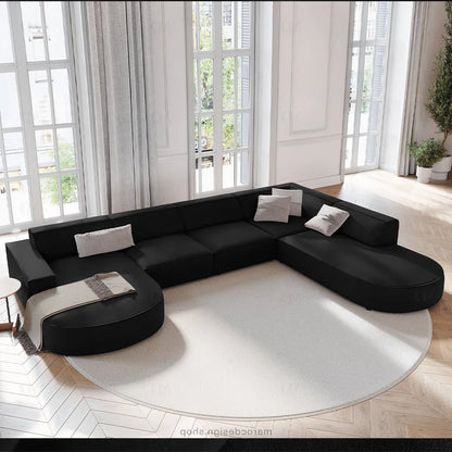 JODIE -7- places _ Noir Canapé-modulaire, Salon Séjour-canapé, fauteil, Pouf, Meridienne-Maroc Design-Noir-Droite-Maroc Design