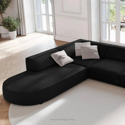 JODIE -7- places _ Noir Canapé-modulaire, Salon Séjour-canapé, fauteil, Pouf, Meridienne-Maroc Design-Noir-Droite-Maroc Design