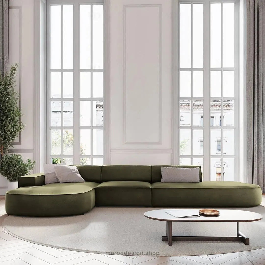 JODIE Canapé 4 places Vert-canapé, fauteil, Pouf, Meridienne-Maroc Design-Vert-Gauche-Maroc Design