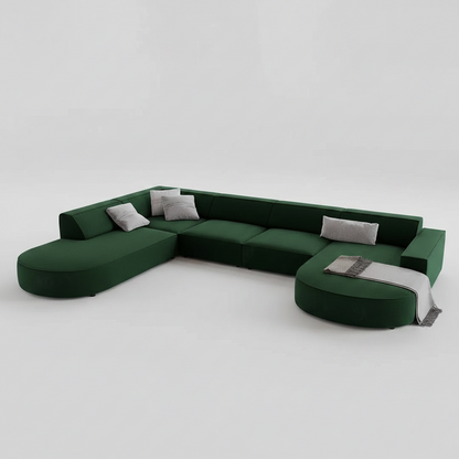 Canapé JODIE 7 places vert bouteille en ambiance salon – Maroc Design