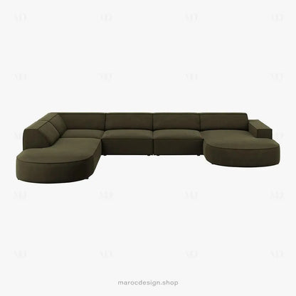 JODIE Canapé 7 Places Modulaire Vert-canapé, fauteil, Pouf, Meridienne-Maroc Design-Vert-Droite-Maroc Design