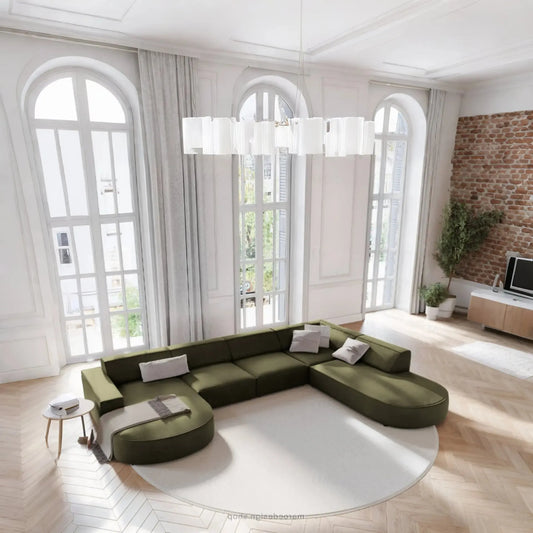 JODIE Canapé 7 Places Modulaire Vert-canapé, fauteil, Pouf, Meridienne-Maroc Design-Vert-Droite-Maroc Design
